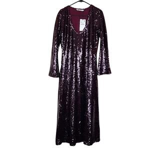 NWT Zara Burgundy Sequin Dress
